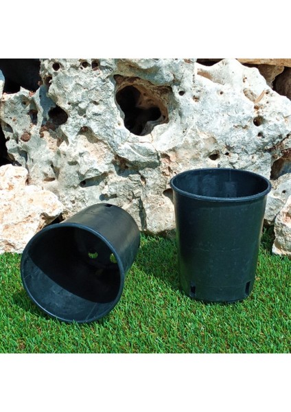 Elite Siyah Üretim Saksısı 0,95 Lt 10 Adet Yuvarlak Saksı Çiçek Saksısı Plastik Saksı Yetiştirme Saksısı 1 Adet