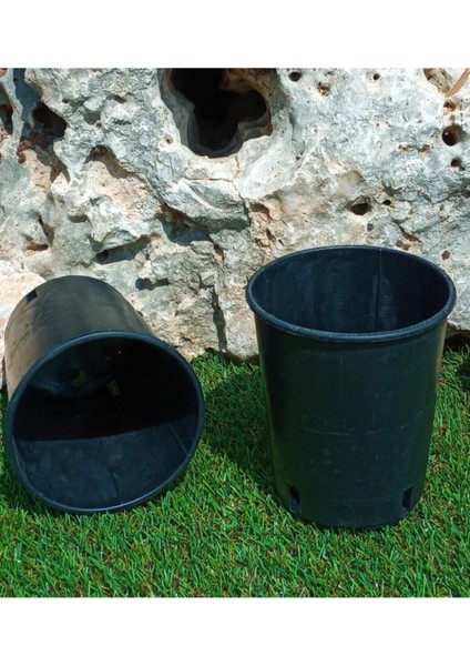 Elite Siyah Üretim Saksısı 0,95 Lt 10 Adet Yuvarlak Saksı Çiçek Saksısı Plastik Saksı Yetiştirme Saksısı 1 Adet
