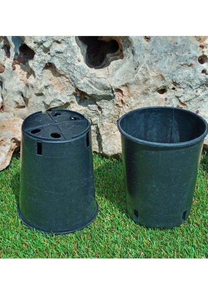Elite Siyah Üretim Saksısı 0,95 Lt 10 Adet Yuvarlak Saksı Çiçek Saksısı Plastik Saksı Yetiştirme Saksısı 1 Adet