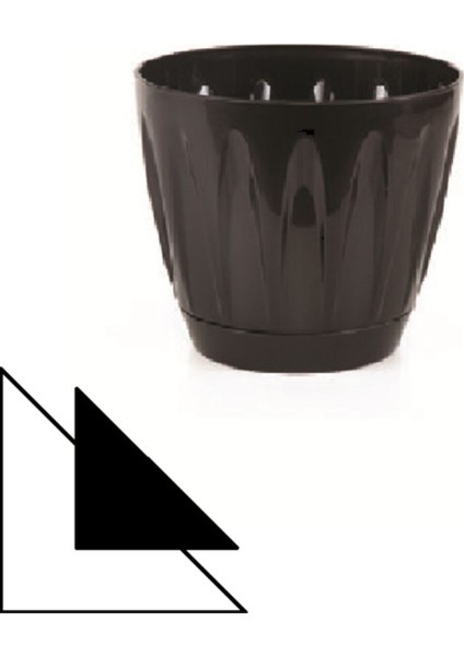 Elite Papatya Saksı 12 Litre 2 Adet Siyah Renk Bahçe Saksı Renkli Çiçek Saksısı Yuvarlak Çiçek Saksısı 1 Adet