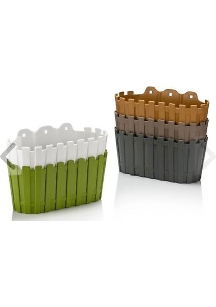 Elite 4 Adet Akasya Duvar Saksısı Seti 3,5 Litre 30CM Drenajlı Bahçe Balkon Plastik Çit Saksı Set 1 Adet