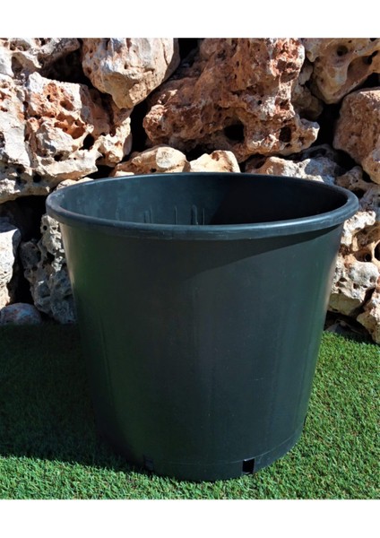 Elite Siyah Üretim Saksısı 55 Lt 2 Adet Yuvarlak Saksı Çiçek Saksısı Plastik Saksı Yetiştirme Saksısı 1 Adet
