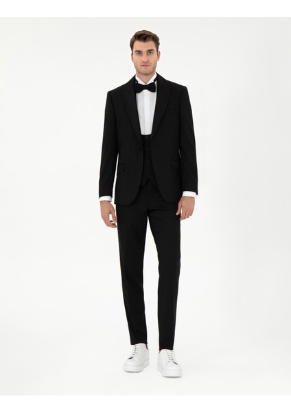 Erkek Siyah Ex. Slim Fit Yelekli Smokin 50305108-VR046