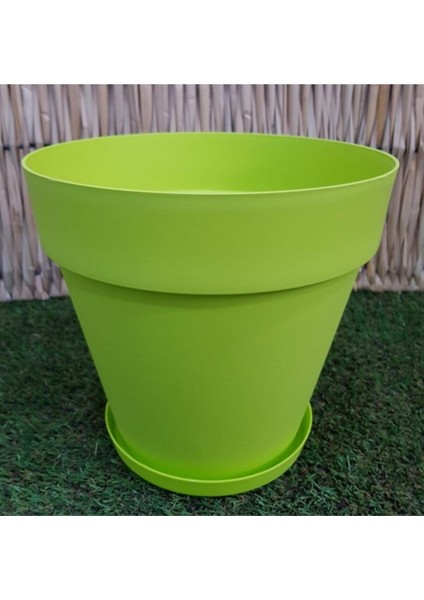 Elite Saksı 2 Adet 10 Lt Fıstık Yeşili Tabaklı Saksı Çiçek Saksısı Plastik Saksı Yalı Saksı 1 Adet