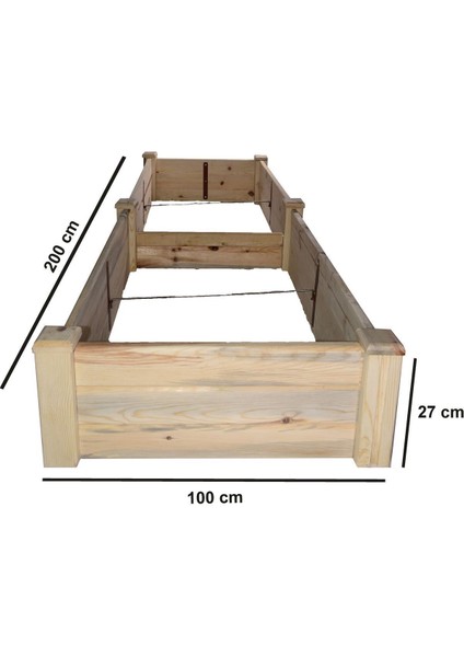 Elite Ahşap Sebze Tarhı/yükseltilmiş Sebze Yatağı/çıralı Çam 100X200X27 1 Adet