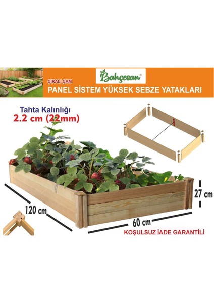Elite Ahşap Sebze Tarhı/yükseltilmiş Sebze Yatağı/çıralı Çam 60X120X27 1 Adet