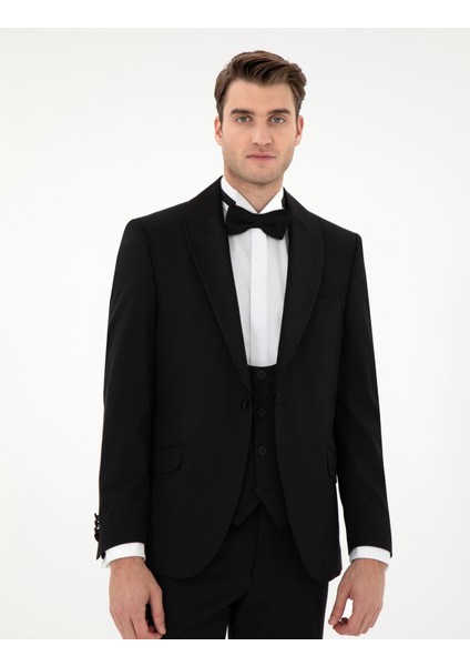 Erkek Siyah Ex. Slim Fit Yelekli Smokin 50305108-VR046 fırsatları