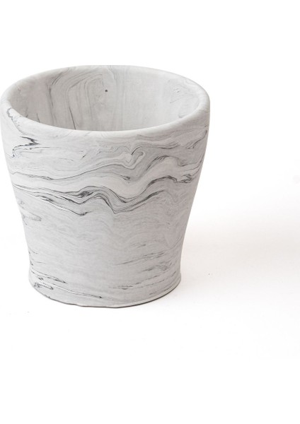 Elite Dekoratif Beton Saksı - Orkide Saksısı - Mermer Desenli - 13.4X12.7CM 2l 1 Adet