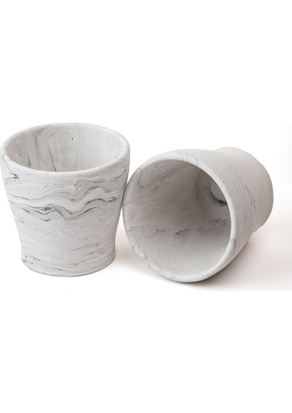 Elite Dekoratif Beton Saksı - Orkide Saksısı - Mermer Desenli - 13.4X12.7CM 2l 1 Adet