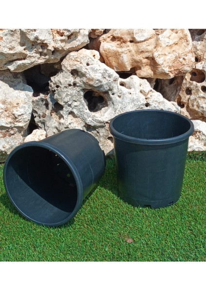 Elite Siyah Üretim Saksısı 5 Lt 5 Adet Yuvarlak Saksı Çiçek Saksısı Plastik Saksı Yetiştirme Saksısı 1 Adet