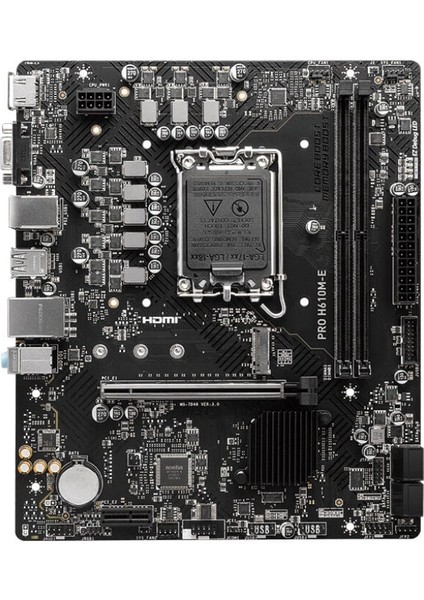 Msı Pro H610M-E Ddr5 5600MHZ(OC) HDMI VGA M.2 Matx 1700P
