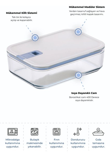 Perfect Seal 2 Li Cam Saklama Kabı 1600ML