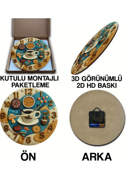 Sessiz Yuvarlak Ahşap Duvar Saati, Kuvars Hareketli 3D Görünümlü 2d Saat Sdw Mutfak Serisi 2 SDW154