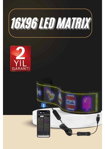 LED Ekran Matrix Panel En Büyük Boy 16X96 Araba Yazısı 19.2X89.8 cm