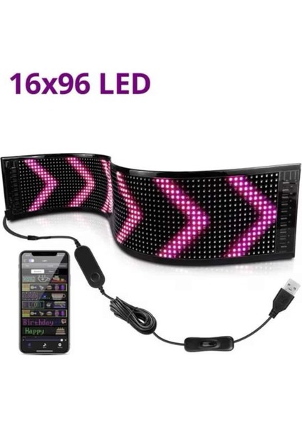 LED Ekran Matrix Panel En Büyük Boy 16X96 Araba Yazısı 19.2X89.8 cm