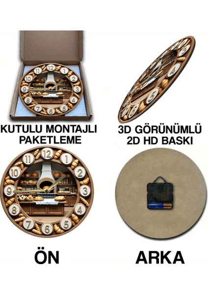 Sessiz Yuvarlak Ahşap Duvar Saati, Kuvars Hareketli 3D Görünümlü 2d Saat SDW142