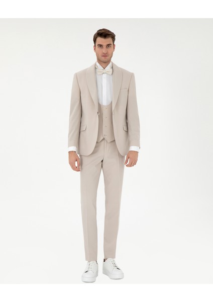 Erkek Bej Ex. Slim Fit Yelekli Smokin 50306221-VR011 indirimleri