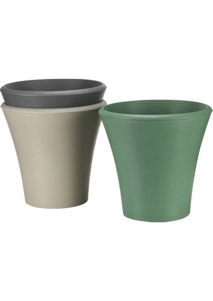 Elite Begonvil 38 cm Yuvarlak 23 Litre Beton Görünümlü Plastik Saksı Drenaj Izgaralı Çiçek Saksısı 1 Adet