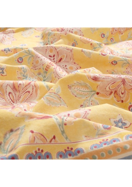 Lahor 200 Tc Çift Kişilik Pamuk Percale Nevresim Takımı 200X220 cm Sarı