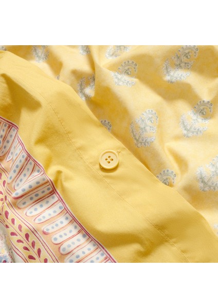 Lahor 200 Tc Çift Kişilik Pamuk Percale Nevresim Takımı 200X220 cm Sarı