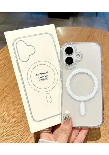 Iphone 16 Kılıf Magsafe Şeffaf Kılıf Kamera Çıkıntılı Darbeye Dayanıklı Kapak