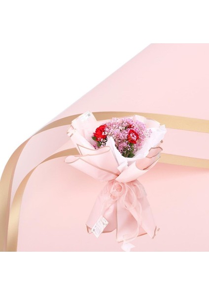 Çiçek Buket Ambalaj Jelatin Kağıdı (Pembe Zemin ve Rose Gold Kenarlı) Mat Opp 55X55CM 10ADET 1 Adet fırsatları