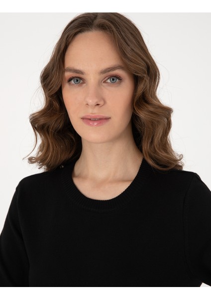 Kadın Siyah Slim Fit Basic Kazak 50315758-VR046 fiyatları