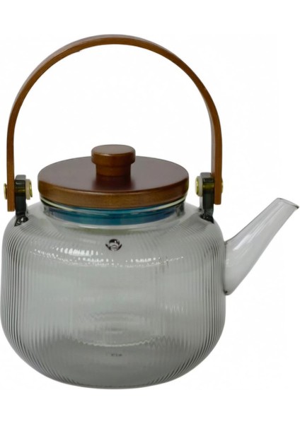 Bambu Kapaklı Isıya Dayanıklı Cam Demlik Süzgeçli 34950-2