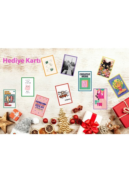 Sevimli Kedi Temalı Dekoratif Tasarım Kart –Hediye Not Kartı Ve Kartpostal | 10x15 Cm