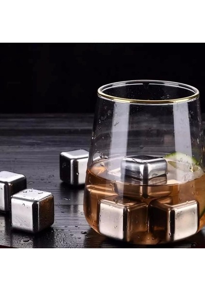 Populermarketim - 6'lı Çelik Metal Kaplama Viski Taşı Soğutma Buz Küpü fırsatları