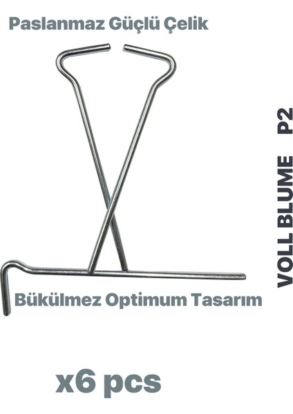 P2 6 adet Çadır Kazığı Çadır Demiri Voll Blume Mukavemetli Paslanmaz Çelik Gümüş Gri Çakısı Zemin Için Branda ve Çadır Aksesuarı 6 mm