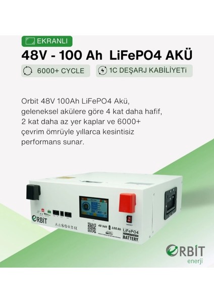 48 V 100 Ah Lityum Demir Fosfat Metal Kasa (Lifepo4) Akü-Ekranlı modelleri