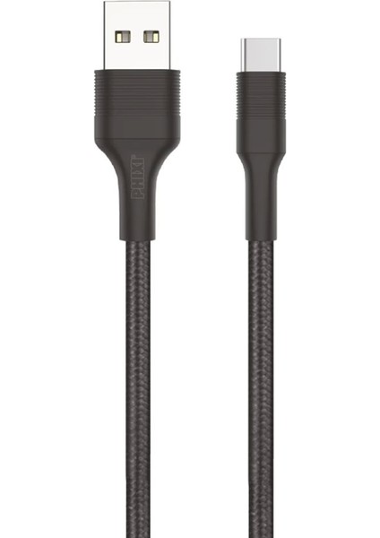 Populermarketim - Force CB431T Hasır Örgü ve Ekstra Güçlendirilmiş Silikon Başlıklı Type-C USB Hızlı Şarj ve Data Kablo