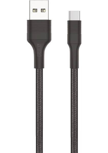 Populermarketim - Force CB431T Hasır Örgü ve Ekstra Güçlendirilmiş Silikon Başlıklı Type-C USB Hızlı Şarj ve Data Kablo