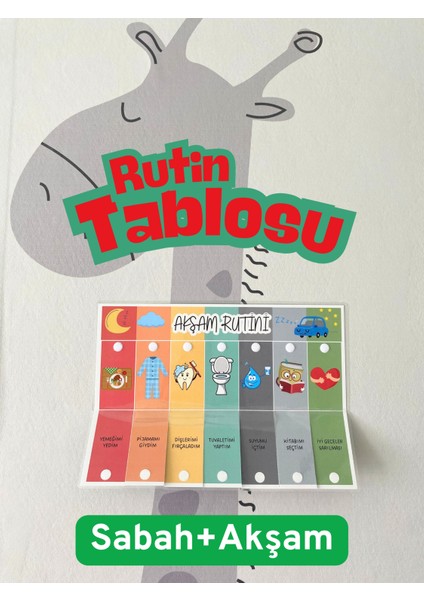 Sabah ve Akşam Rutini Tablosu (Cırt Cırtlı) (Erkek Araba Temalı)