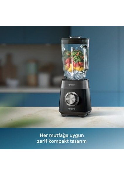5000 Serisi Blender 1200 Watt, Problend Plus Teknolojisi, 2l Kapasiteli Cam Hazne, 3 Hız ve Darbe Özelliği, Homeıd, HR3030/00