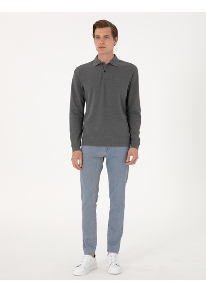 Erkek Antrasit Melanj Slim Fit Basic Sweatshirt 50314048-VR081 fırsatları