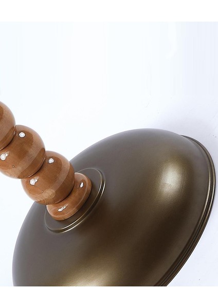 Mdf Üst Tablalı Yan Sehpa, Zigon Sehpa, Bronz Metal Gövde ve Ahşap Ayak – 60X40 cm