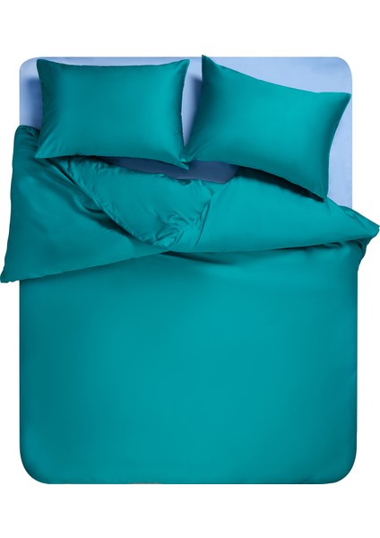 Solıd 300 Tc Çift Kişilik Pamuk Saten %100 Pamuk Saten Nevresim Seti 200X220 cm Koyu Yeşil