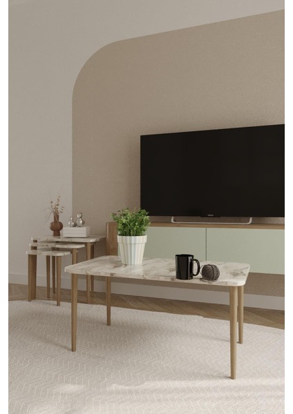 Zigon ve Orta Sehpa Seti | Salon Seti | Sehpa Seti | Oturma Odası Seti Dikdörtgen