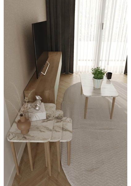 Zigon ve Orta Sehpa Seti | Salon Seti | Sehpa Seti | Oturma Odası Seti Dikdörtgen modelleri