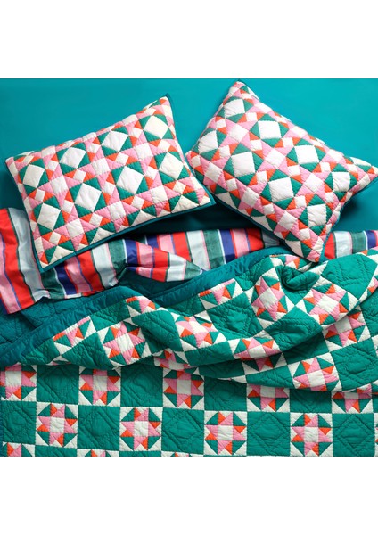 Uttar Kapitoneli 300 Tc Kıng Sıze Pamuk Saten Yatak Örtüsü Seti 260X280 cm Yeşil