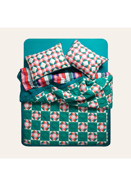 Uttar Kapitoneli 300 Tc Kıng Sıze Pamuk Saten Yatak Örtüsü Seti 260X280 cm Yeşil fiyatları