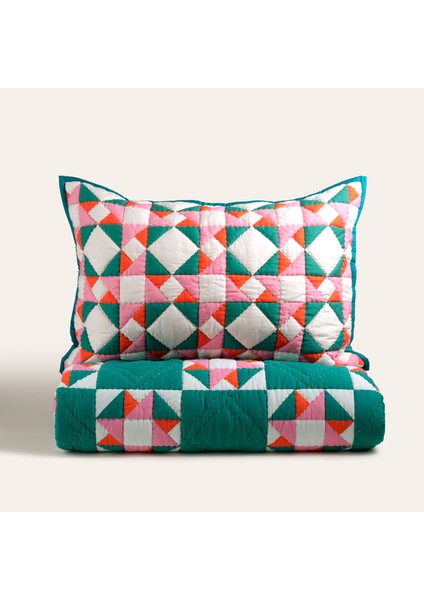 Uttar Kapitoneli 300 Tc Kıng Sıze Pamuk Saten Yatak Örtüsü Seti 260X280 cm Yeşil modelleri