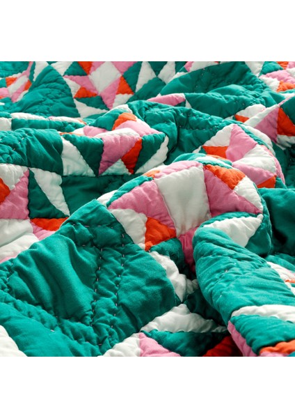 Uttar Kapitoneli 300 Tc Kıng Sıze Pamuk Saten Yatak Örtüsü Seti 260X280 cm Yeşil