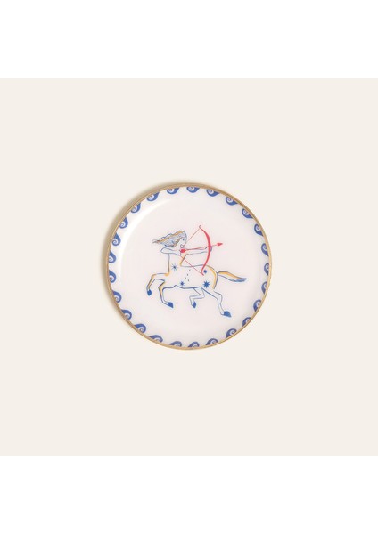 Agra Metal Dekoratif Tepsi 10X10 cm Mavi - Beyaz