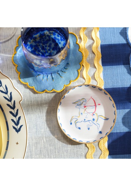 Agra Metal Dekoratif Tepsi 10X10 cm Mavi - Beyaz fiyatları