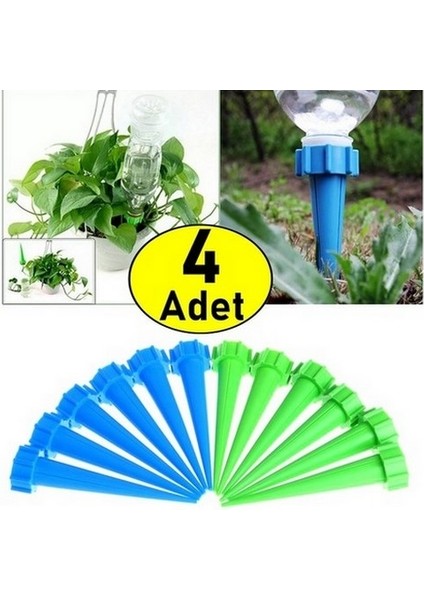 4 Adet Çiçek Sulama 0.5 -1.5 Litrelik Şişelere Uyumlu Çiçek Saksı Sulama Aparatı Damlama Sistemi