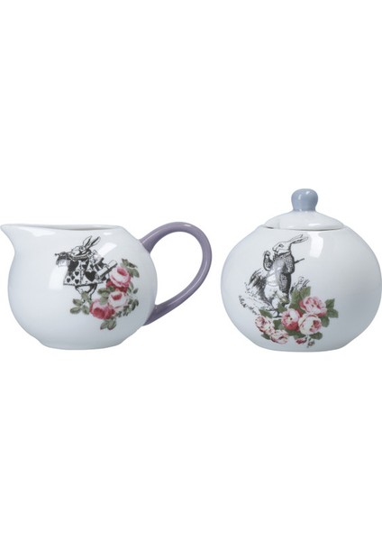 x V&a Alice In Wonderland Fine China Porselen 200ML Krema ve Şekerlik Seti