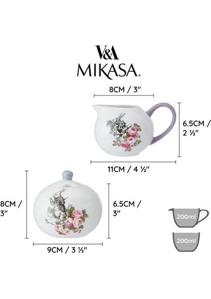 x V&a Alice In Wonderland Fine China Porselen 200ML Krema ve Şekerlik Seti modelleri